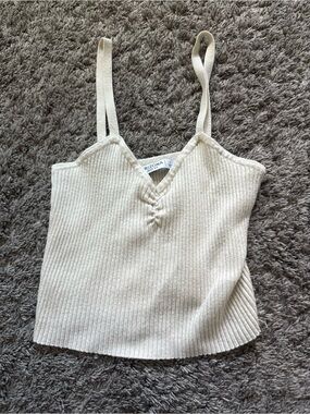 Arizona Jean Company Cream Ribbed V-Neck Tank with Spaghetti Straps